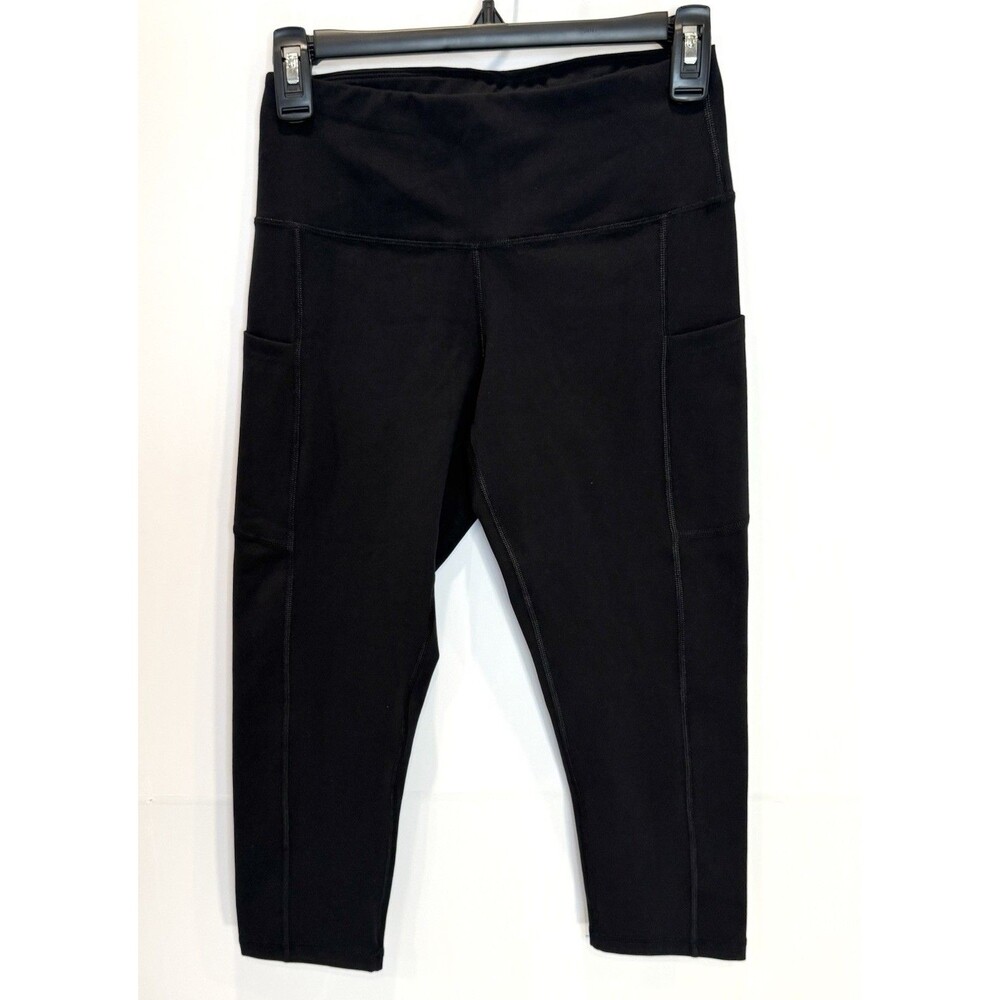 Women’s Iuga Leggings Solid Black Capri Cropped Size Small S NWT